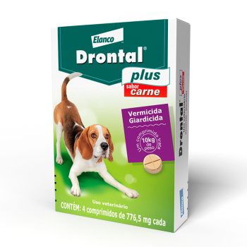 Vermífugo Drontal Plus Para Cães de até 10Kg Elanco Sabor Carne 4 Comprimidos