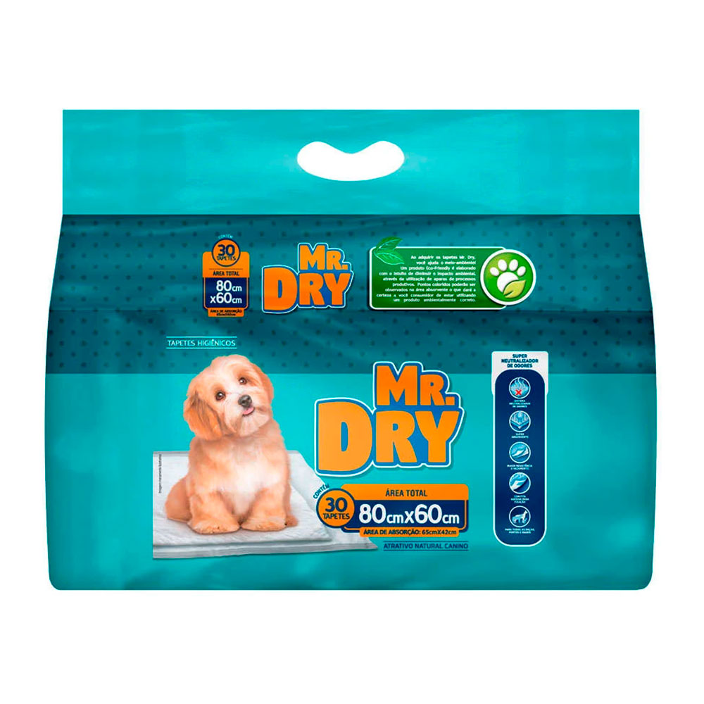 Tapete Higiênico Mr. Dry 80x60cm 30 Unidades