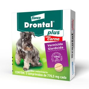 Vermífugo Drontal Plus Para Cães de até 10Kg Elanco Sabor Carne 2 Comprimidos