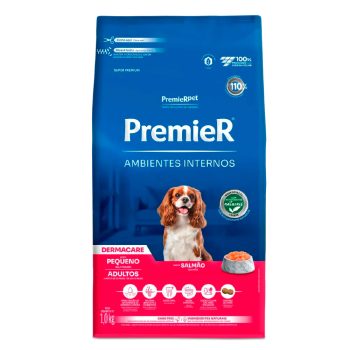 Ração Premier Ambientes Internos Dermacare Cães Adultos Porte Pequeno Salmão 1kg