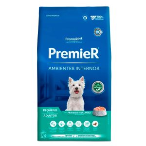 Ração Premier Ambientes Internos Cães Adultos Porte Pequeno Frango e Salmão 12kg