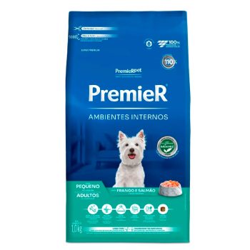 Ração Premier Ambientes Internos Cães Adultos Porte Pequeno Frango e Salmão 1kg