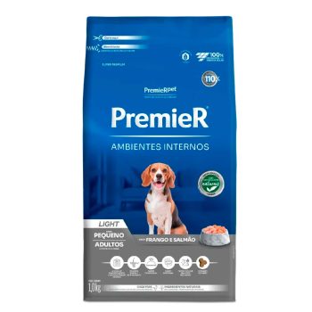 Ração Premier Ambientes Internos Light Cães Adultos Porte Pequeno Frango e Salmão 1kg