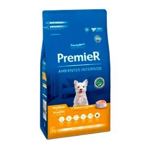 Ração Premier Ambientes Internos Cães Filhotes Raças Pequenas Sabor Frango e Salmão 1kg