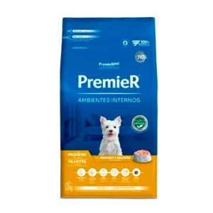 Ração Premier Ambientes Internos Cães Filhotes Porte Pequeno Frango e Salmão 1kg