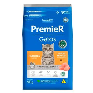 Ração Premier Ambientes Internos Gatos Filhotes Frango 500g