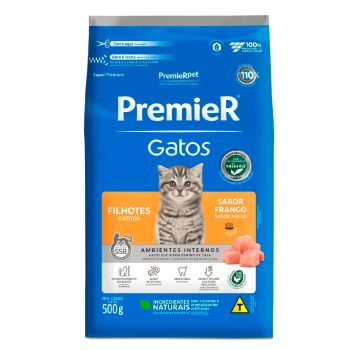 Ração Premier Ambientes Internos Gatos Filhotes Frango 500g
