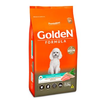 Ração Golden Fórmula Mini Bits Cães Adultos Porte Pequeno Frango e Arroz 15kg
