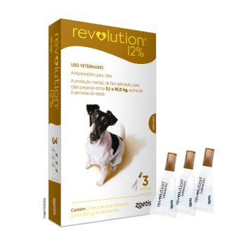 Antipulgas Revolution 12% Para Cães de 5,1 a 10kg - 3 Pipetas