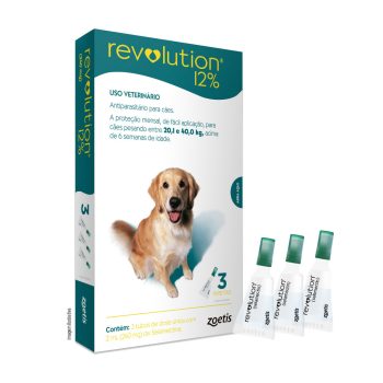 Antipulgas Revolution 12% Para Cães de 20,1 a 40kg - 3 Pipetas