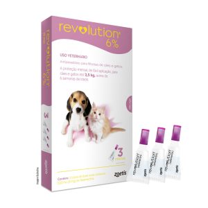 Antipulgas Revolution 6% Para Cães e Gatos Filhotes até 2,5kg - 3 Pipetas