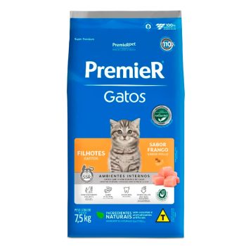 Ração Premier Ambientes Internos Gatos Filhotes Frango 7,5kg