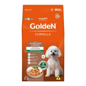 Ração Golden Fórmula Mini Bits Cães Adultos Porte Pequeno Salmão e Arroz 10,1kg