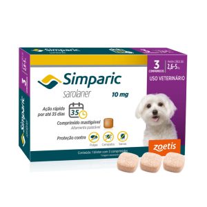 Simparic Antipulgas e Carrapatos Para Cães 2,6 a 5kg - 3 Comprimidos