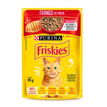 Ração Úmida Friskies Sachê para Gatos Adultos Frango ao Molho 85g