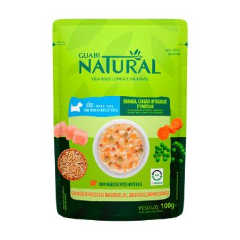 Ração Úmida Guabi Natural Sachê Cães Adultos Frango, Cereais e Vegetais 100g