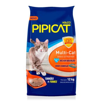 Areia Higiênica Pipicat Multi-Cat Para Gatos 12kg