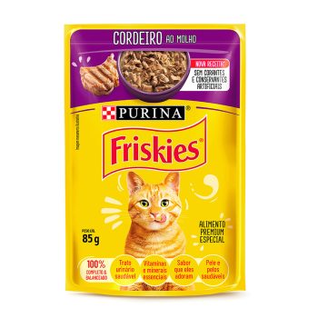 Ração Úmida Friskies Sachê para Gatos Adultos Cordeiro ao Molho 85g