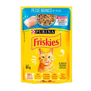 Ração Úmida Friskies Sachê Para Gatos Adultos Peixe Branco ao Molho 85g