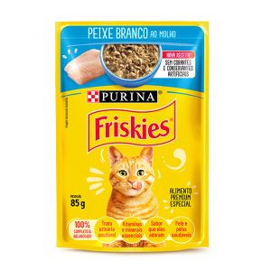 Ração Úmida Friskies Sachê para Gatos Adultos Peixe Branco ao Molho 85g