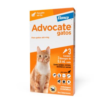 Antipulgas Advocate Para Gatos Até 4kg 0,4mL 3 Pipetas