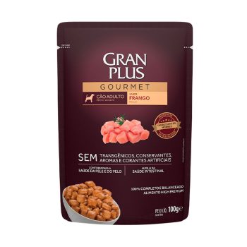 Ração Úmida Gran Plus Gourmet Sachê Menu Cães Adultos Frango 100g