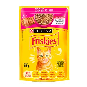 Ração Úmida Friskies Sachê Para Gatos Adultos Carne ao Molho 85g