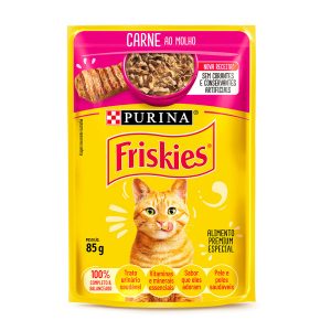 Ração Úmida Friskies Sachê para Gatos Adultos Carne ao Molho 85g