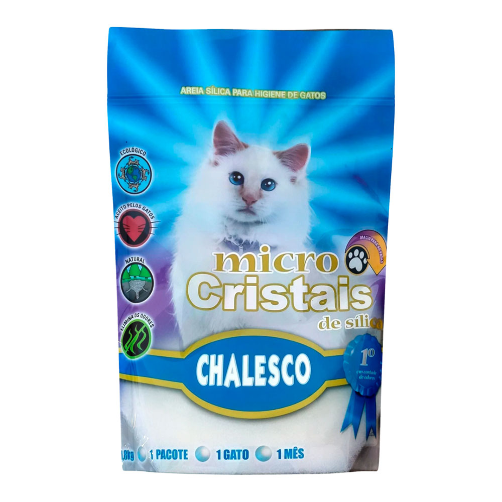 Areia Higiênica Chalesco para Gatos Micro Cristais Sílica 1,8kg
