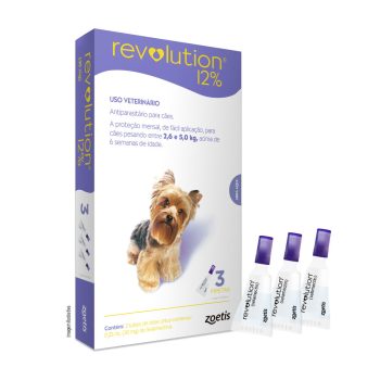 Antipulgas Revolution 12% Para Cães de 2,6 a 5kg - 3 Pipetas