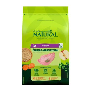 Ração Guabi Natural Gatos Adultos Sabor Frango e Arroz Integral 1,5kg