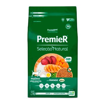 Ração Premier Seleção Natural Cães Adultos Porte Pequeno Frango 2,5kg