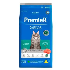 Ração Premier Ambientes Internos Light Gatos Adultos Salmão 7,5kg