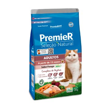 Ração Premier Seleção Natural Para Gatos Adultos Frango 1,5kg