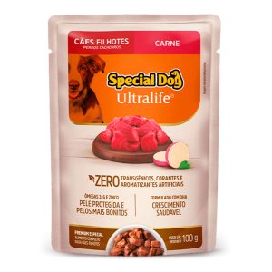 Ração Úmida Special Dog Ultralife Sachê Cães Filhotes Sabor Carne ao Molho 100g
