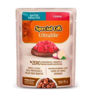 Ração Úmida Special Cat Ultralife Sachê Gatos Adultos Carne 85g