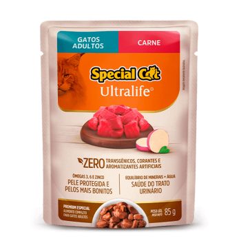 Ração Úmida Special Cat Ultralife Sachê Gatos Adultos Carne 85g