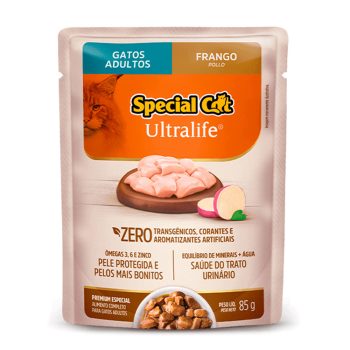 Ração Úmida Special Cat Ultralife Sachê Gatos Adultos Frango 85g