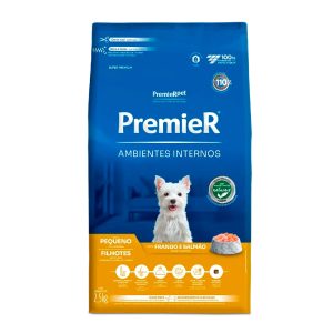 Ração Premier Ambientes Internos Cães Filhotes Porte Pequeno Frango e Salmão 2,5kg