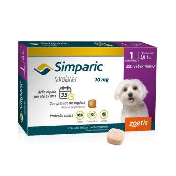 Simparic Antipulgas e Carrapatos Para Cães 2,6 a 5kg - 1 Comprimido