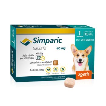 Simparic Antipulgas e Carrapatos Para Cães de 10,1 a 20kg - 1 Comprimido