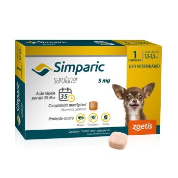 Simparic Antipulgas e Carrapatos Para Cães 1,3 a 2,5kg - 1 Comprimido