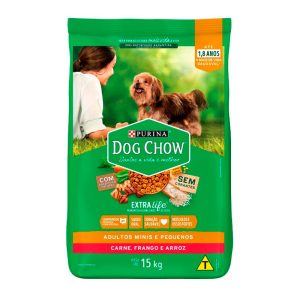 Ração Dog Chow Extra Life Cães Adultos Mini e Pequenos Carne, Frango e Arroz 15kg