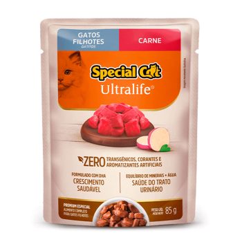 Ração Úmida Special Cat Ultralife Sachê Gatos Filhotes Carne 85g