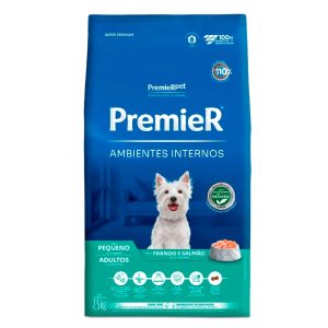 Ração Premier Ambientes Internos Cães Adultos Porte Pequeno Frango e Salmão 7,5kg