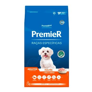Ração Premier Raças Específicas Maltês Cães Adultos Peru e Arroz 7,5 Kg