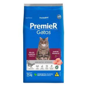 Ração Premier Ambientes Internos Gatos Adultos Pelos Longos Frango 7,5kg