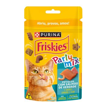 Petisco Friskies Party Para Gatos Adultos Sabor Salmão, Camarão e Atum 40g