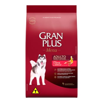 Ração GranPlus Menu Cães Adultos Porte Médio e Grande Carne e Arroz - 20kg