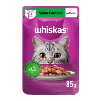 Ração Úmida Whiskas Sachê Gatos Adultos Cordeiro Ao Molho 85g